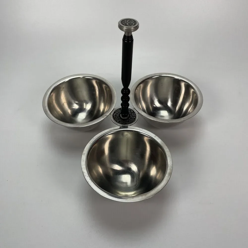 Vintage Oneida Custom Stainless 18/8 Condiment Relish 3 Bowl Server Original Box